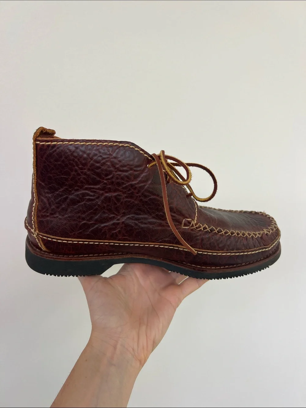 Chippewa red brown leather oxblood burgundy moc toe chukka boots shoes 7.5 2E
